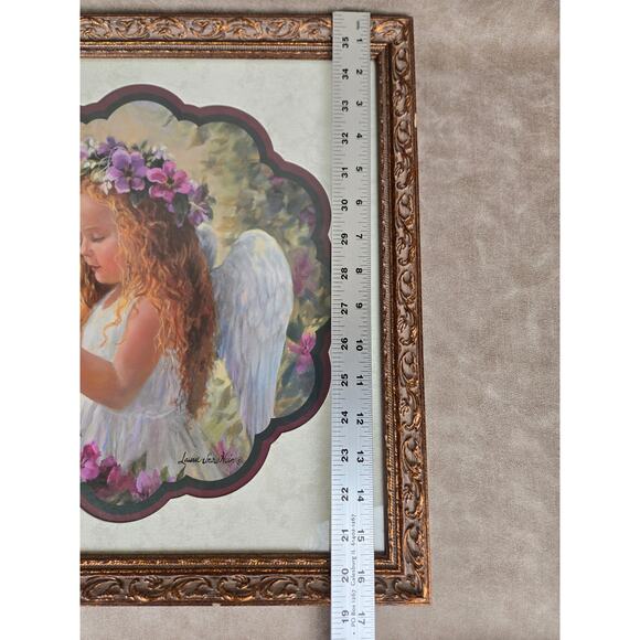 Home Interiors Little Girl Angel Laurie Snow Hein Print 17" x 17" Cherub - Picture 2 of 6